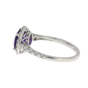 Bids.com 2.07ct Amethyst Diamond Ring 14KT White Gold Rings