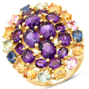 Bids.com 9.04 Carat Genuine Multi Stones .925 Sterling Silver Ring Rings