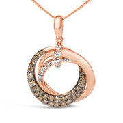 Bids.com 14K Rose Gold 3/4 Cttw Brown and White Diamond Interlocking Circle Hoop 18" Inch Pendant Necklace (G-H Color, SI2-I1 Clarity) Necklaces