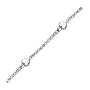 Bids.com 14k White Gold Anklet with Puffed Heart Design Accessories