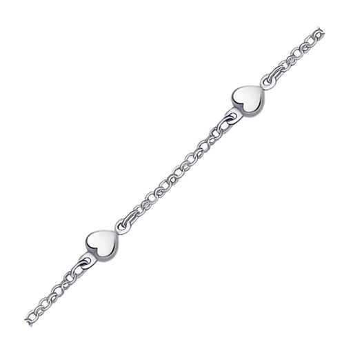 Bids.com 14k White Gold Anklet with Puffed Heart Design Accessories