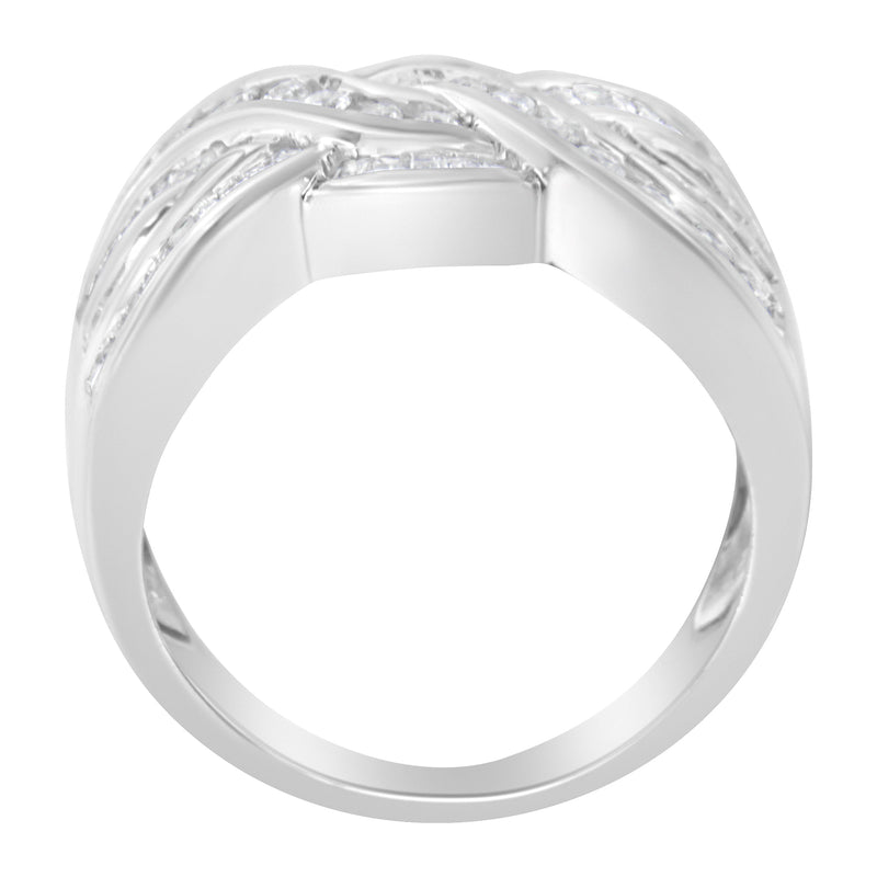 Bids.com 10K White Gold Diamond Bypass Ring (1 Cttw, H-I Color, I1-I2 Clarity) - Size 6-3/4 Rings