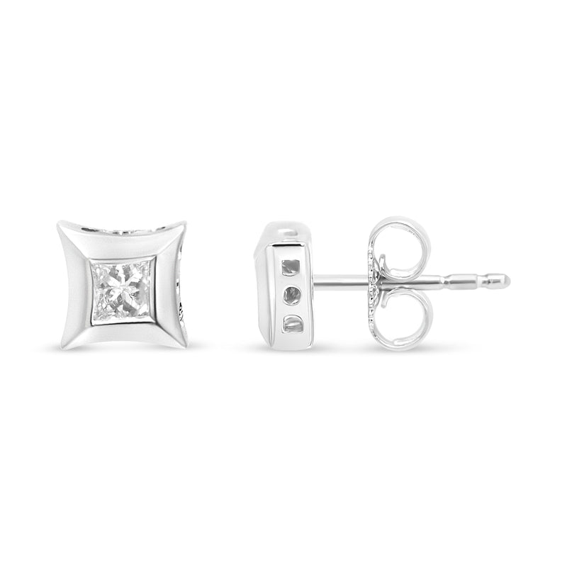 Bids.com 10K White Gold 1/3 Cttw Invisible Set Style Princess-Cut Diamond Stud Earrings (H-I Color, SI2-I1 Clarity) Earrings