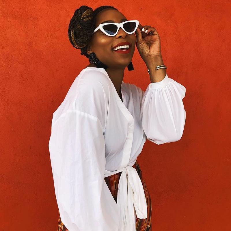 zeroUV Small Retro Slim Flat Lens Cat Eye Sunglasses - C520 Sunglasses