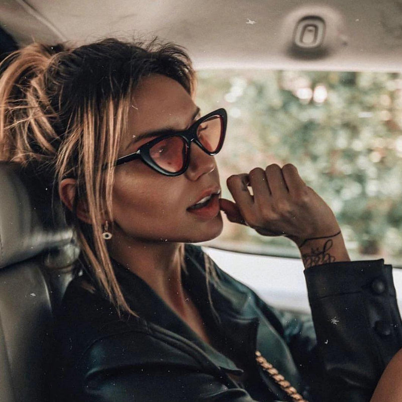 zeroUV Retro 1990's Narrow Color Tone Flat Lens Cat Eye Sunglasses C522 Sunglasses