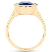 Bids.com 4.85 Carat Genuine Blue Sapphire and White Diamond 14K Yellow Gold Ring Rings