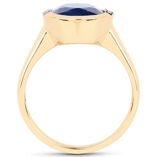 Bids.com 4.85 Carat Genuine Blue Sapphire and White Diamond 14K Yellow Gold Ring Rings