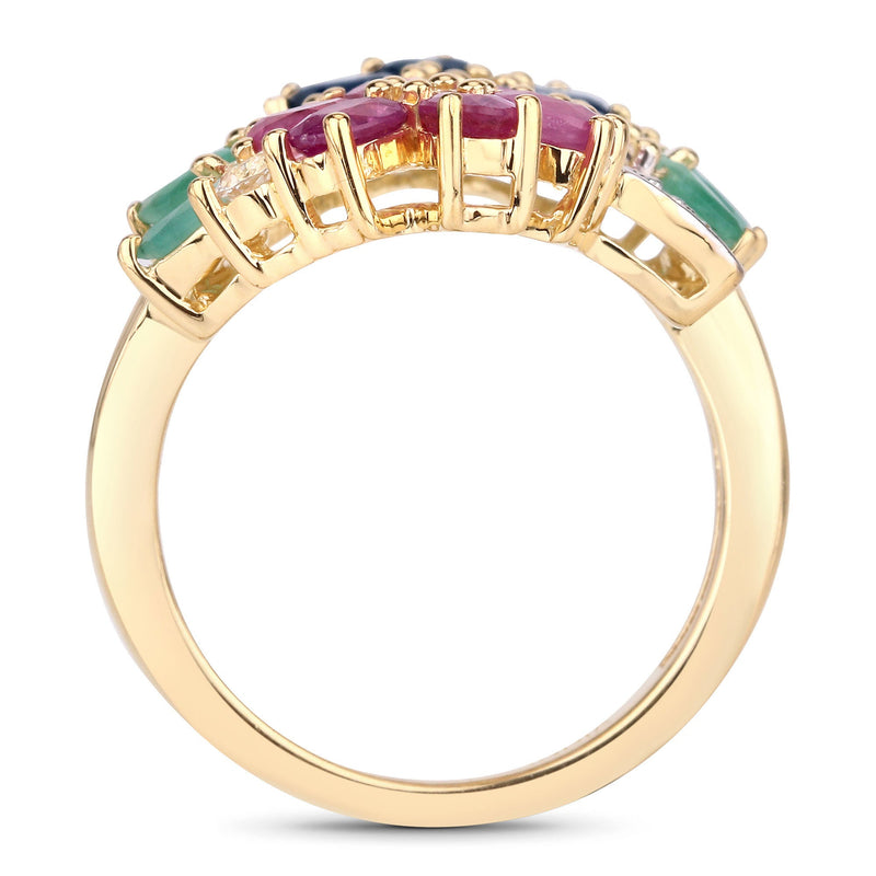 Bids.com 3.65 Carat Genuine Multi Stones .925 Sterling Silver Ring Rings