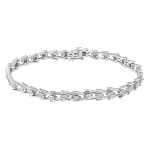 Bids.com .925 Sterling Silver 1/4 cttw Miracle Set Diamond Sleek and Open "V"Bracelet (I-J Color, I3 Clarity) -7.5" Bracelets