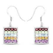 Bids.com 4.32 Carat Genuine Multi Stones .925 Sterling Silver Earrings Earrings