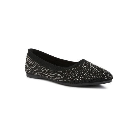 Splash Rhinestones Embellished Ballet Flats