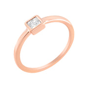 Bids.com 14K Rose Gold Plated .925 Sterling Silver 1/20 cttw Miracle Set Diamond Promise Ring (J-K Color, I1-I2 Clarity) - Size 6 Rings
