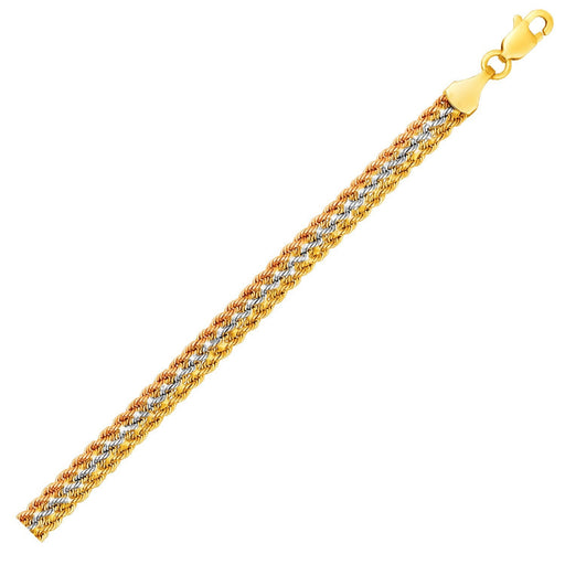 Bids.com 10k Tri-Toned Gold Multi-Strand Rope Chain Bracelet (6.35 mm) Bracelets