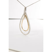 Bids.com 14K Two-Tone Gold Round Cut Diamond Double Burst Pendant Necklace (1.00 cttw, H-I Color, SI2-I1 Clarity) Necklaces