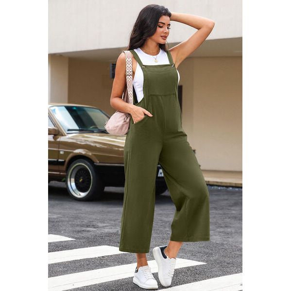 Pocketed Wide Leg Overall