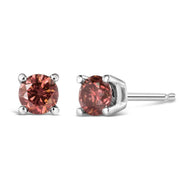 Bids.com 14K White Gold 1.0 Cttw Round Brilliant Cut Lab Grown Pink Diamond 4-Prong Classic Solitaire Earrings (Pink Color, VVS2-VS1 Clarity) Earrings