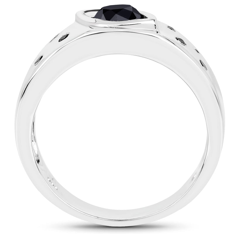 Bids.com 0.59 Carat Genuine Black Diamond .925 Sterling Silver Ring Rings