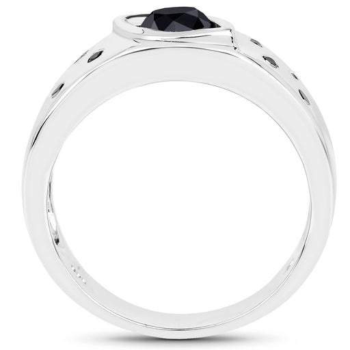 Bids.com 0.59 Carat Genuine Black Diamond .925 Sterling Silver Ring Rings