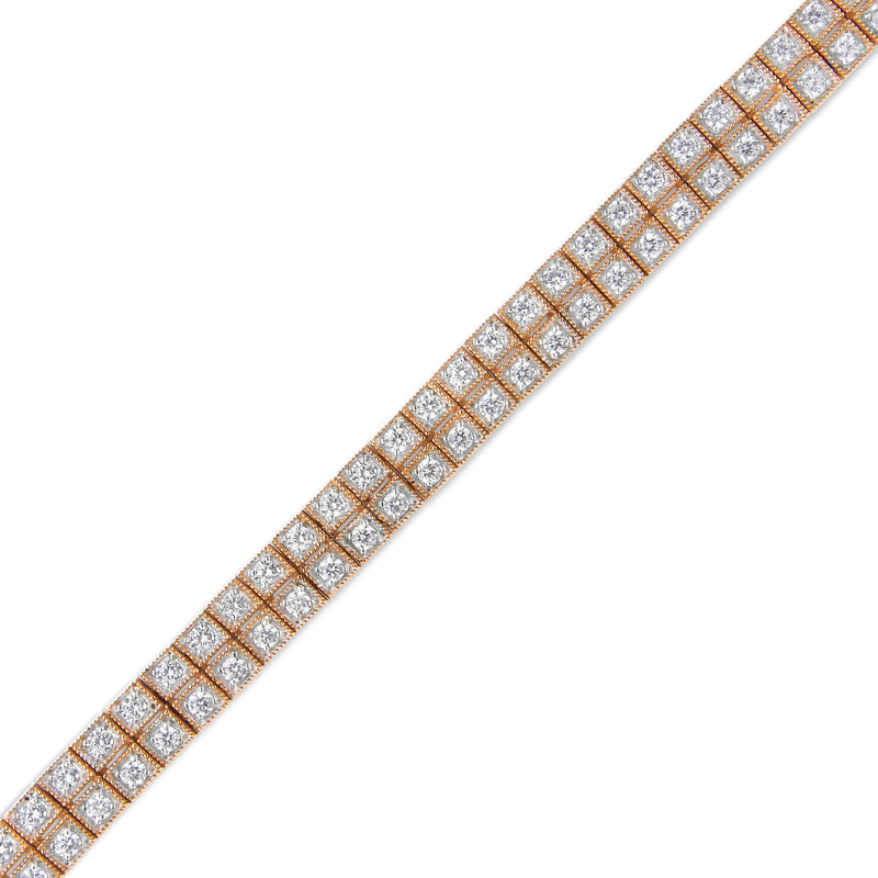 Bids.com 14K Rose Gold 3.0 Cttw Lab Grown Diamond Two Row Milgrain 7" Inch Tennis Bracelet (G-H Color, VS2-SI1 Clarity) Bracelets