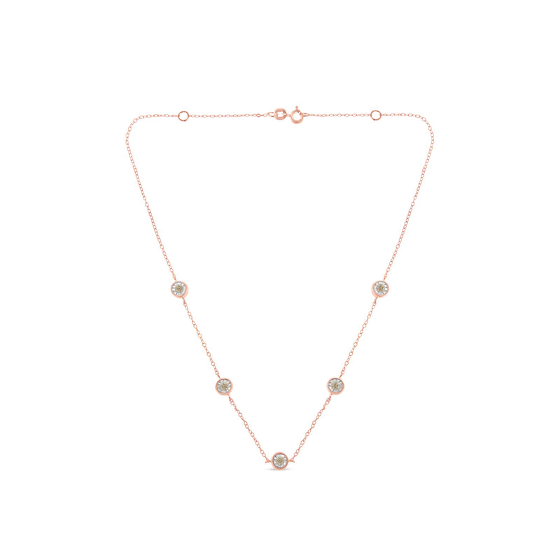 Bids.com Yellow Color Plated Sterling Silver Diamond Station Necklace (1/2 cttw, K-L Color, I2-I3 Clarity) Necklaces