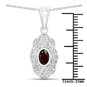 Bids.com 0.63 Carat Genuine Garnet and White Topaz .925 Sterling Silver Pendant Pendants