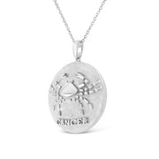 Bids.com .925 Sterling Silver Diamond Accent Cancer Zodiac Design 18" Pendant Necklace Medallion (K-L Color, I1-I2 Clarity) Necklaces