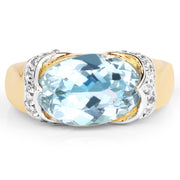 Bids.com 14K Yellow Gold Plated 6.56 Carat Genuine Blue Topaz and White Topaz .925 Sterling Silver Ring Rings