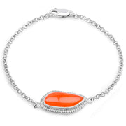 Bids.com 5.50 Carat Genuine Carnelian And White Topaz .925 Sterling Silver Bracelet Bracelets