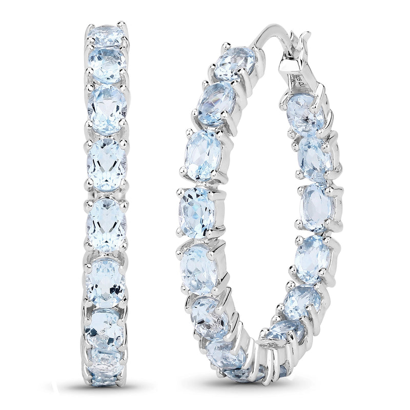 Bids.com 5.70 Carat Genuine Blue Topaz .925 Sterling Silver Earrings Earrings