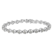 Bids.com Sterling Silver Diamond Cluster Link Bracelet (1 cttw, I-J Color, I2-I3 Clarity) Bracelets