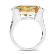 Bids.com 4.55 Carat Genuine Citrine and White Diamond .925 Sterling Silver Ring Rings