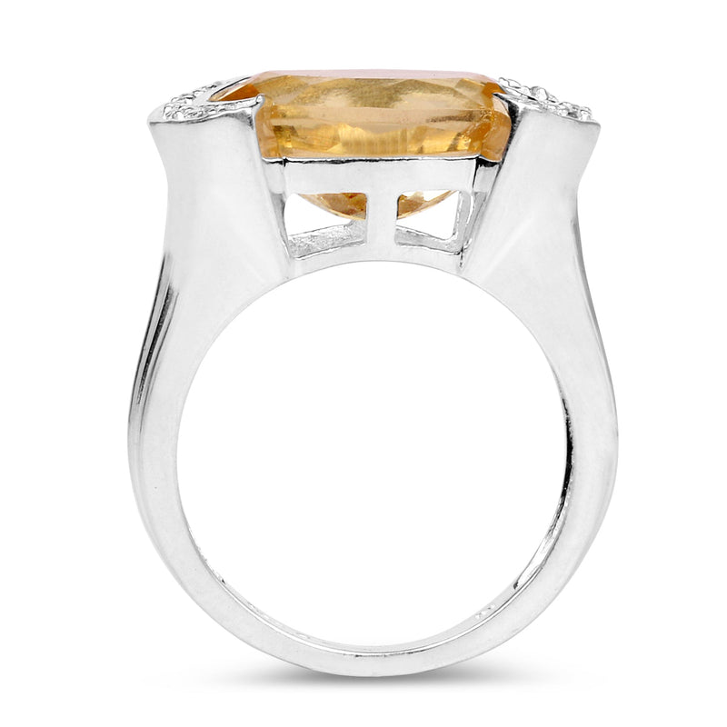 Bids.com 4.55 Carat Genuine Citrine and White Diamond .925 Sterling Silver Ring Rings