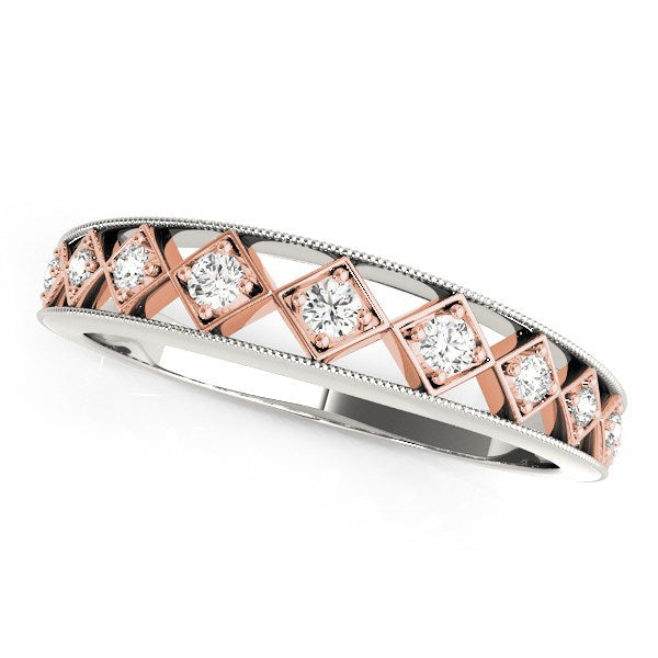 Bids.com 14k White Gold And Rose Gold Unique Diamond Wedding Band (1/10 cttw) Rings