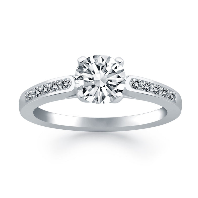 Bids.com 14k White Gold Diamond Channel Cathedral Engagement Ring Rings