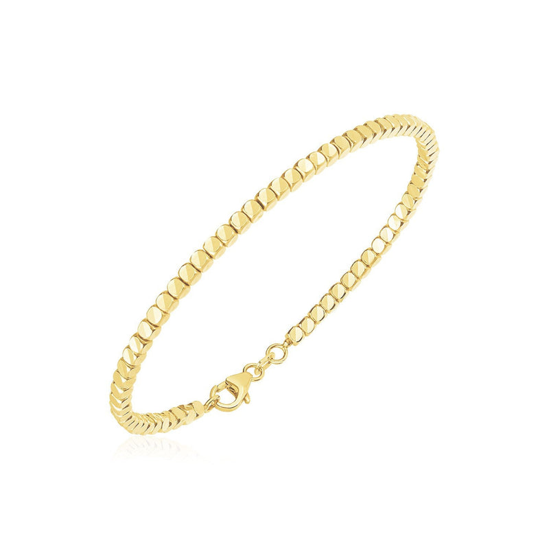 Bids.com 14k Yellow Gold High Polish Bead Cuff Bangle Bracelets
