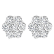 Bids.com Sterling Silver 2 cttw Floral Composite 7 Stone Diamond Stud Earring (I-J, I1-I2) Earrings