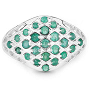Bids.com 0.90 Carat Genuine Emerald .925 Sterling Silver Ring Rings
