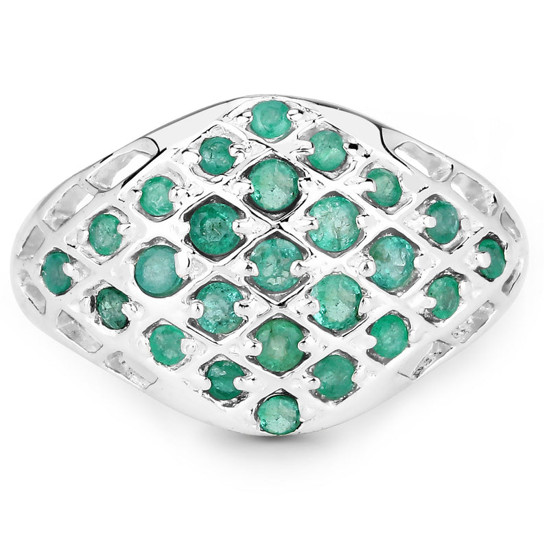Bids.com 0.90 Carat Genuine Emerald .925 Sterling Silver Ring Rings