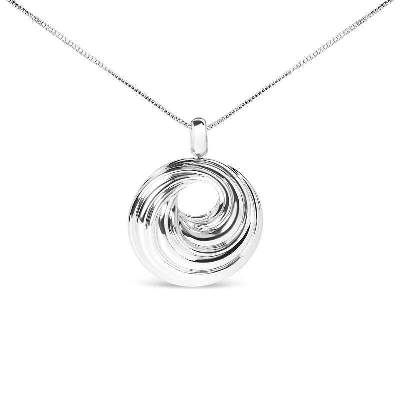 Bids.com .925 Sterling Silver Endless Wave Swirl Statement Medallion 18" Pendant Necklace Necklaces