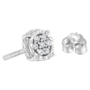 Bids.com .925 Sterling Silver 1/3 cttw Round-cut Diamond Floral Stud Earring (I-J Clarity, I3 Color) Earrings
