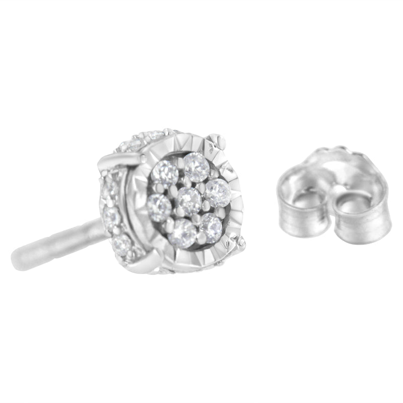 Bids.com .925 Sterling Silver 1/3 cttw Round-cut Diamond Floral Stud Earring (I-J Clarity, I3 Color) Earrings
