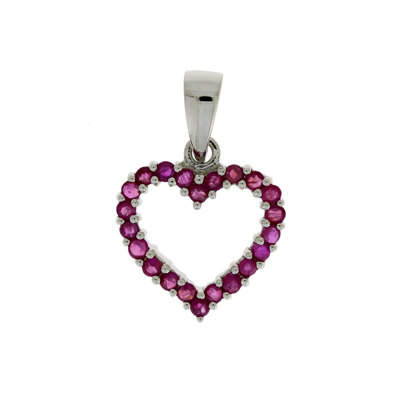 Bids.com .37ct Ruby Heart Love Pendant 10KT White Gold Pendants