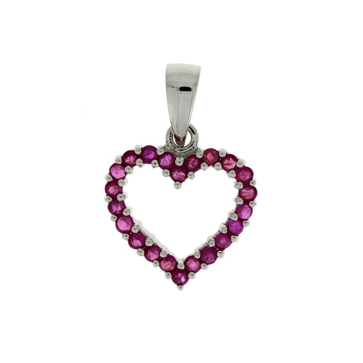 Bids.com .37ct Ruby Heart Love Pendant 10KT White Gold Pendants