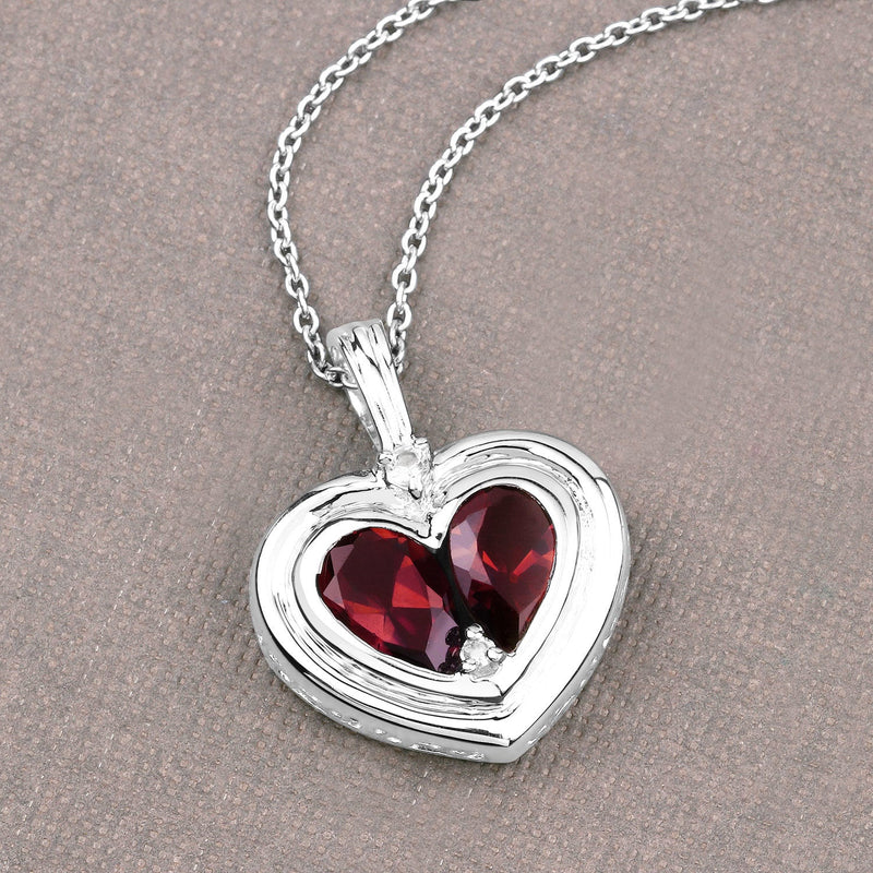 Bids.com 2.66 Carat Genuine Garnet and White Topaz .925 Sterling Silver Pendant Pendants
