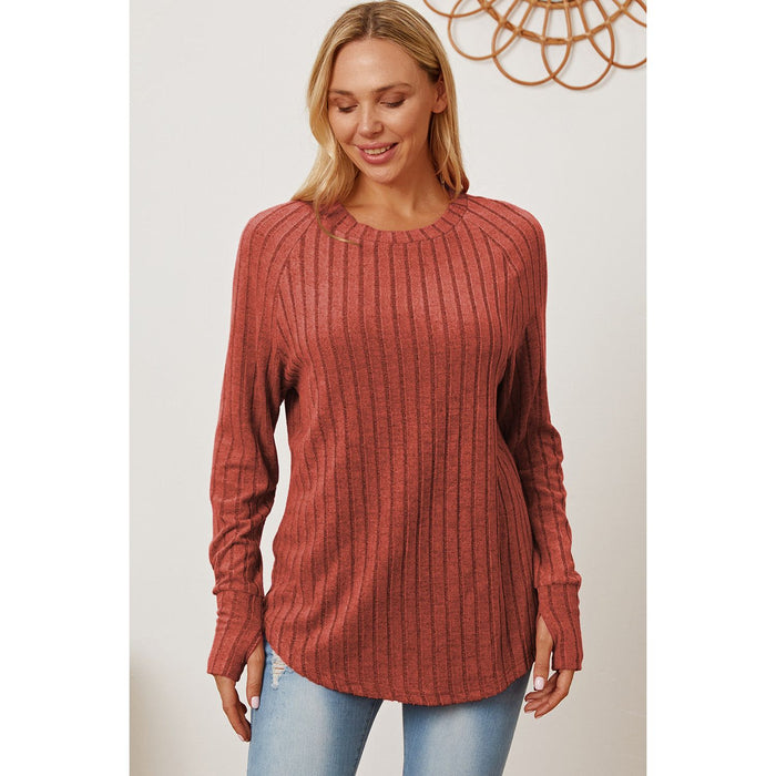 Basic Bae Ribbed Thumbhole Sleeve T-Shirt