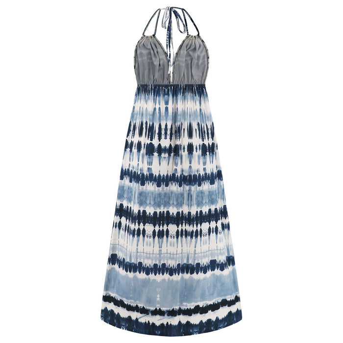 Tie-Dye Halter Neck Sleeveless Dress