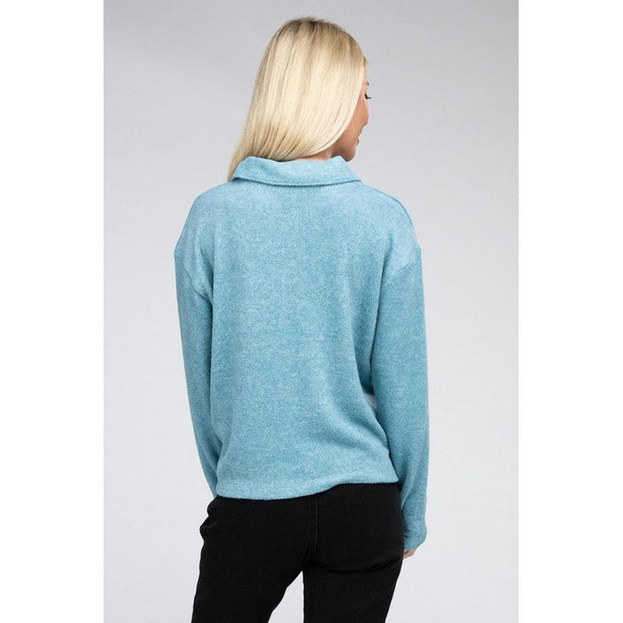 Brushed Melange Hacci Collared Sweater