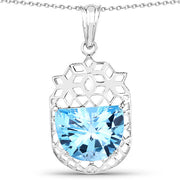 Bids.com 10.90 Carat Genuine Swiss Blue Topaz .925 Sterling Silver Pendant Pendants