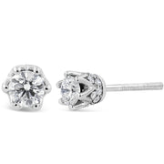 Bids.com 14K White Gold 1/2 Cttw Round Diamond Crown Stud Earring (I-J Color, I1-I2 Clarity) Earrings