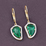 Bids.com 7.56 Carat Genuine Colombian Emerald and White Diamond 14K Yellow Gold Earrings Earrings